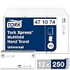 Tork Xpress multifold papieren handdoeken 471074 – H2 universele vouwhanddoeken – meervoudig gevouwen, 1-laags, wit – 12…