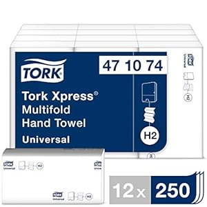 Tork Xpress multifold papieren handdoeken 471074 – H2 universele vouwhanddoeken – meervoudig gevouwen, 1-laags, wit – 12…