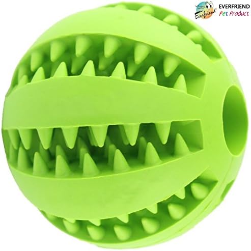 EVERFRIEND Interactive Soft Rubber Toy Ball For Small to Medium Dogs (Puppies) Cats - Virtually Indestructible Dog Ball [Bite Resistant] - Teeth Cleaning, IQ Training, Playing, Chewing - 2.8" green