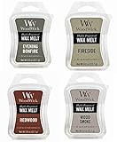 WOODY II Bundle - 4 Items: Evening Bonfire, Fireside, Redwood, and Wood Smoke WoodWick .8oz Mini Wax Melts
