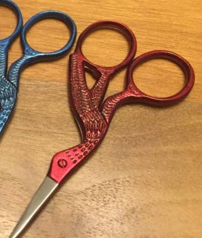 Embroidery Scissors - Sharp 3.5 inch Bird Scissors - Various Colours (Red)