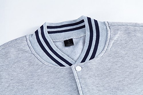 Trifuness Varsity Jacket Letterman Jacket Baseball Jacket With Long Sleeve Banded Collar Grey XXX-Large