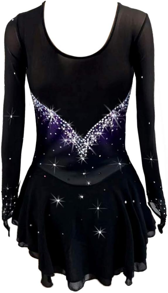 Figure Skating Costumes Children Purple Gradient Girls Ice Skating Dress for Competition: Clothing