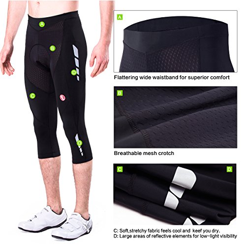 image for Eco-daily Men's 4D Padded 3/4 Cycling Compression Tights & Long Bike B
