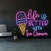 BELISAMA Neon Sign: Ice Cream, Light Art, Business Decor, Size 45cm