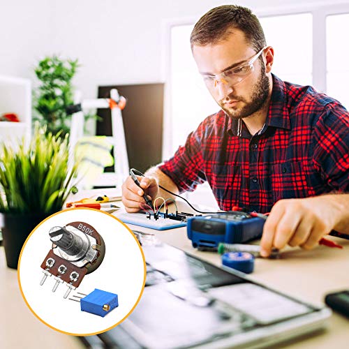 LeanKing 20 Piece Potentiometer Assortment Kit with 1Kohm -100Kohm Multiturn Trimmer, 1Kohm -1Mohm Single Linear-HighPrecision Variable Resistor with Nuts and Washers6