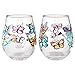 Enesco Designs by Lolita Butterfly Acrylic Stemless Wine Glasses, Set of 2, 17 oz.