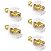 VCE RCA Keystone Jack Insert 5-Pack，Gold Plated RCA Wall Jack Female for Wall Plate