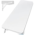 Neoaider Wall Mounted Folding Table 47.2”L x 19.7”W, Laundry Folding Table with Heavy Duty Metal Collapsible Shelf Brackets, 220 LBS Capacity, Wall Mounted Desk Fold Down for Small Spaces, White
