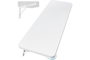 Neoaider Wall Mounted Folding Table 47.2”L x 19.7”W, Laundry Folding Table with Heavy Duty Metal Collapsible Shelf Brackets, Wall Mounted Desk Fold Down for Small Spaces, White