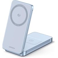UGREEN Qi2.2 25W 2 in 1 Wireless Charging Station, Magsafe Qi2.2 Certified Foldable Fast Charger Stand Compatible with iPhone