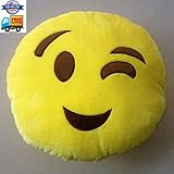 Blink 32cm Emoji Smiley Emoticon Yellow Round Cushion Pillow Stuffed Plush Soft Toy