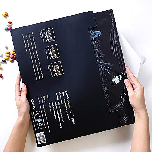 C-pop Scratch Art Paper DIY Night View Scratchboard for Adult and Kids,Dazzle Colour Series Size 11.2''x16'' (Las Vegas) (Windmill in Holland)