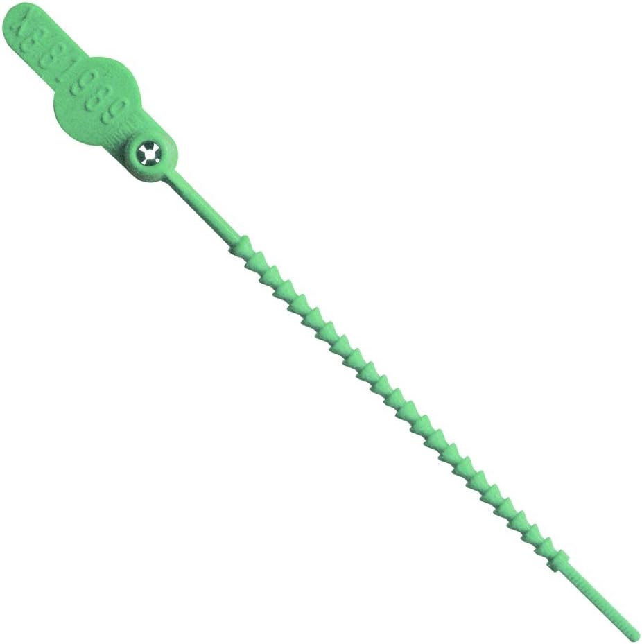 ELCKETTE 1 Seals 065N14PPGR Adjustable Length All-Purpose Elckette Seals 5.5" with High-Relief Molded Numbers, in Polypropylene, Green Color, 5" Length,0.25" Thick (Pack of 250)