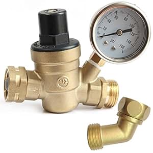 Amazon.com: Water Pressure Regulator w/45° Garden Hose Elbow Value Pack