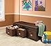 Badger Basket Kid's Padded Toy Storage Bench with Cushion and Three Fabirc Bins - Espresso