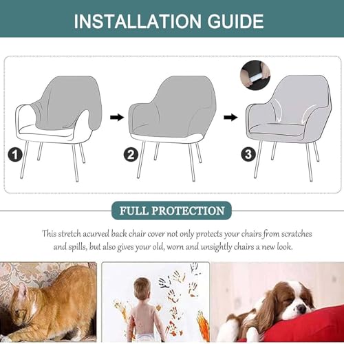 N/A Stretch Velvet Low Short Back Chair Cover, Curved Back Chair Slipcover Rouran Removable Washable Armrest Counter Height Bar Stools Covers,E,4pack