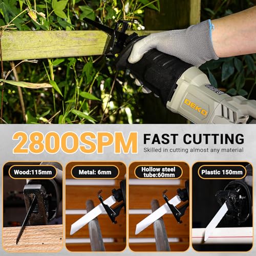 Reciprocating Saw DEKOPRO 710W Electric Wood Saw with 4 Blades, 2800 SPM Variable Speed, 20 mm Stroke, for Wood and Metal Cutting