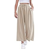 ZJCT Wide Leg Palazzo Pants for Women Summer Beach Pants Flowy Loose Casual Lounge Pajama Yoga Pants with Pockets