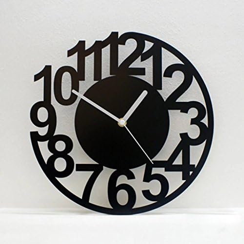 Simple Art Digital Wall Clock Modern Mute Large Wall Clock Creative Living Room Decorative Wall Clock 14 inch - Round/Black
