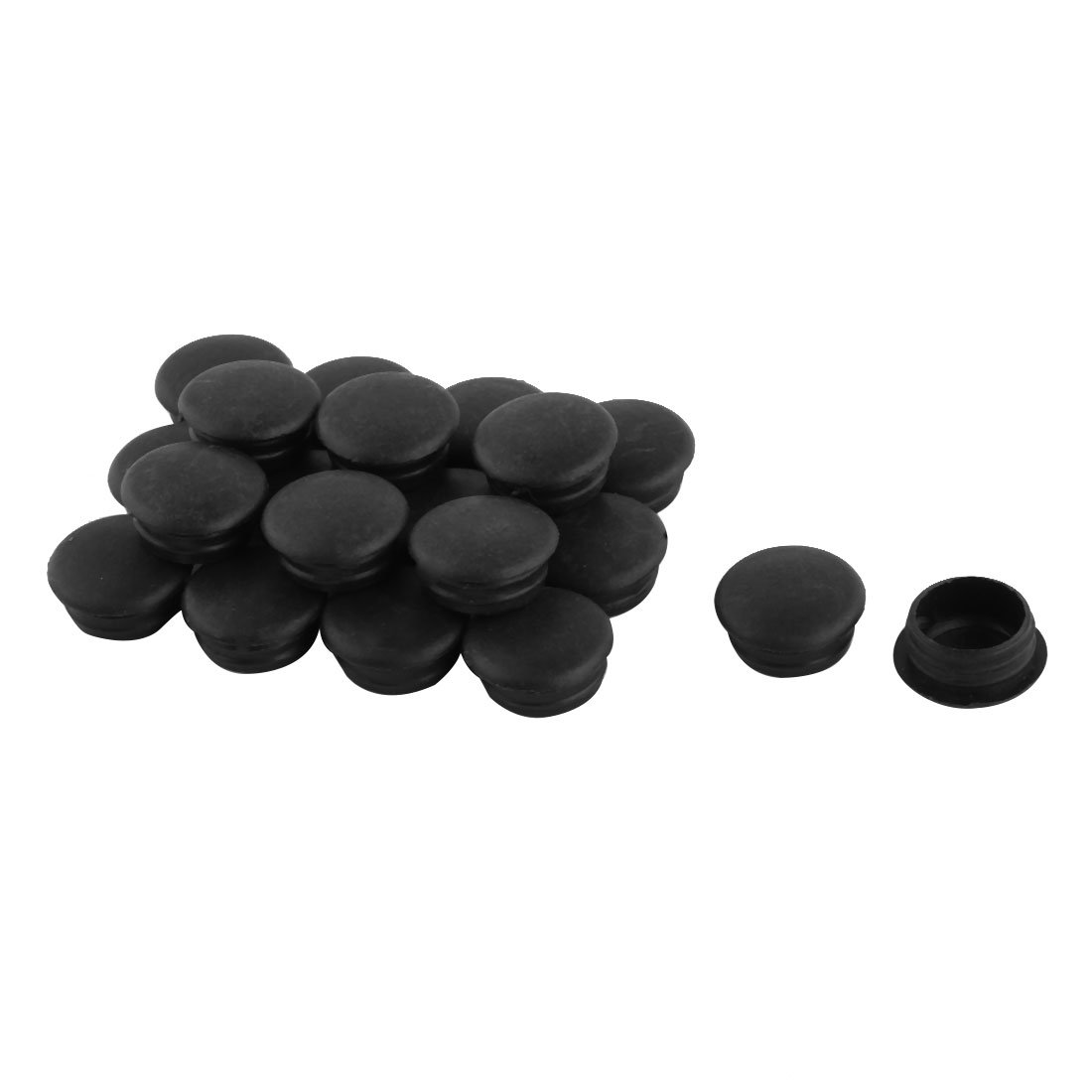 sourcing map Plastic Furniture Pipe End Locking Hole Cover Tube Insert 15mm Dia 20pcs Black