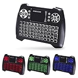Backlit Wireless Mini Keyboard with Touchpad Mouse and Multimedia Keys, 2.4Ghz USB Rechargable Handheld Remote Control Keyboard for PC, HTPC, X-BOX, Android TV Box,Smart TV