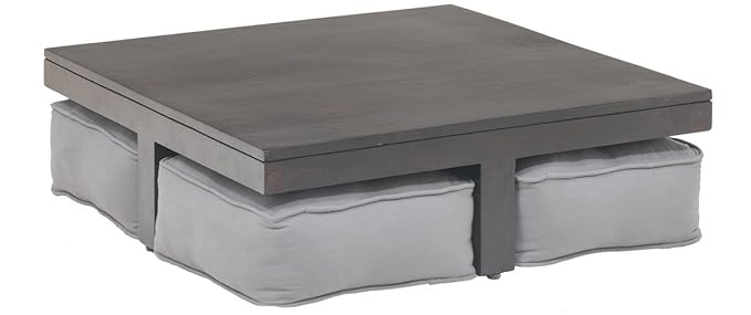 The Jaipur Living Low Coffee Table with Seats (Ebony Finish, Brown)