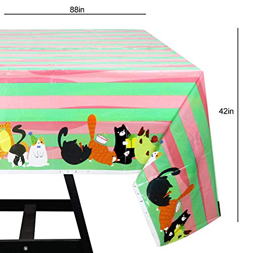 177 Piece Cat Theme Party Supplies Set Including Banner, Plates, Cups, Napkins, Tablecloth, Spoon, Forks, and Knives, Serves 25 - Thumbnail 5