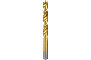 HARFINGTON Brad Point Drill Bit 10.5mm(13/32") Dia Straight Round Shank Drill Metric Brad Point Spiral Twist Drill Bits for Carpenter Woodworking Plastic Rubber, Golden