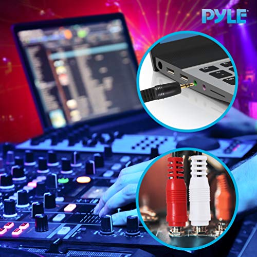 3.5mm to 1/4" Y-Cable Connection - 3.5mm Male Stereo to Dual 1/4'' Mono Y Cable Audio Cord- 6 ft 12 Gauge Black Heavy Duty Professional Speaker Wire - Delivers Sound - Pyle Pro PCBL43FT6