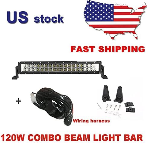 Primeprolight 24" 120W Combo Beam High Power LED Driving LED Light BarWaterproof with Wiring Harness for Off-road ATV SUV Jeep Boat 4WD ATV Auxiliary Driving Lamp Pickup Off-road Ford