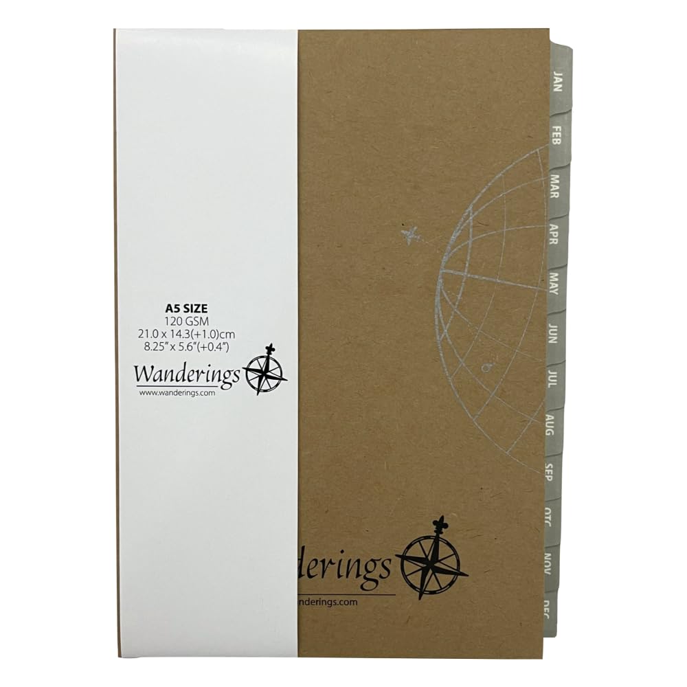 Wanderings 2026/27 Calendar Planner Inserts - Ivory Color - Thick Monthly Weekly Calendar Refill for A5 6-Ring Binder Planner Compatible with Filofax 8 1/4 x 5 5/8 (21cm x 14.2cm) to Jun 2027