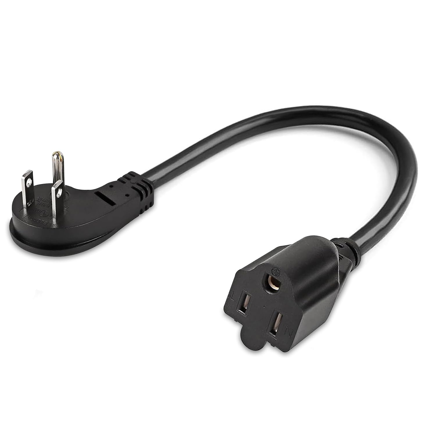 Photo 1 of 1875W Short Extension Cord,15A 16AWG Low Profile Flat Plug Heavy Duty Extension Cord Outlet Saver 3-Prong Grounded Power Cable (Black1 Feet)