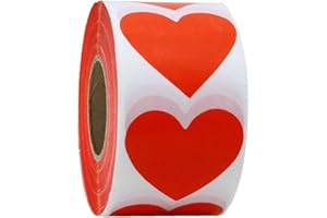 REMARKABLE Red Heart Stickers Valentine's Day Crafting Scrapbooking Labels Heart Shape Color Coding Labels- 2" Natural Adhesive Envelop Seals Labels 500 Per Roll.