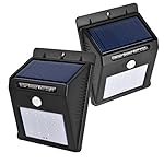 Hisonders IP65 Waterproof Solar Motion Sensor Lights, Solar Powered Motion Detector with 16 LED for Garden, Outdoor, Publics (2 pack)