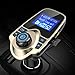 Nulaxy Bluetooth Car FM Transmitter Audio Adapter Receiver Wireless Handsfree Voltmeter Car Kit TF Card AUX USB 1.44 Display (Golden)
