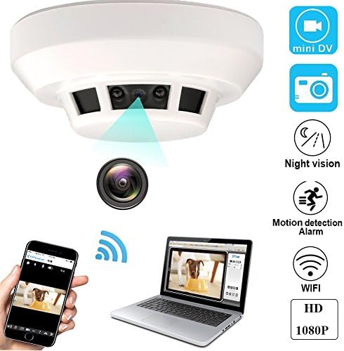 YCTONG WIFI Hidden Spy Camera Smoke Detector HD 1080P Wireless Home Security Camera Night Vision Motion Detection Alarm Mini Video Recorder Surveillance Camcorder for House Office Pet Nanny Cam