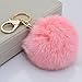 MODBEAT Pom Pom Key Chain Genuine Rabbit Fur Fluffy Ball KeyChain for Womens Bag Accessories or Car Key Ring or Handbag Decoration (Pink)
