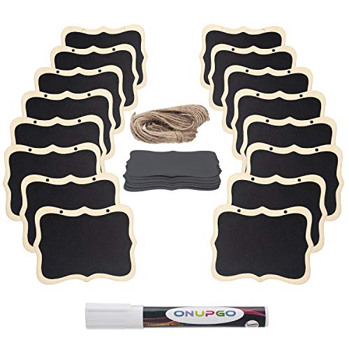 ONUPGO 16 Pack Chalkboard Tags with String, 4"x3" Hanging Chalkboard