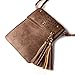 KISS GOLD(TM) Mini Crossbody Shoulder Bag, Small Cellphone Pouch, Single Shoulder Bag, PU Leather Tassel Style, Light Coffee