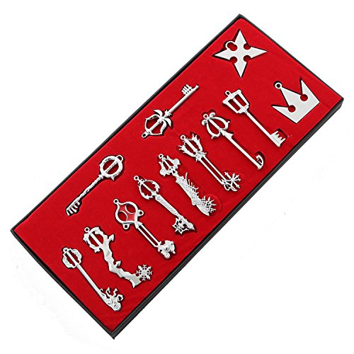 XCOSER Kingdom Hearts Keyblade Sora Weapon Keychain Pendant for Collection Silver 12pcs