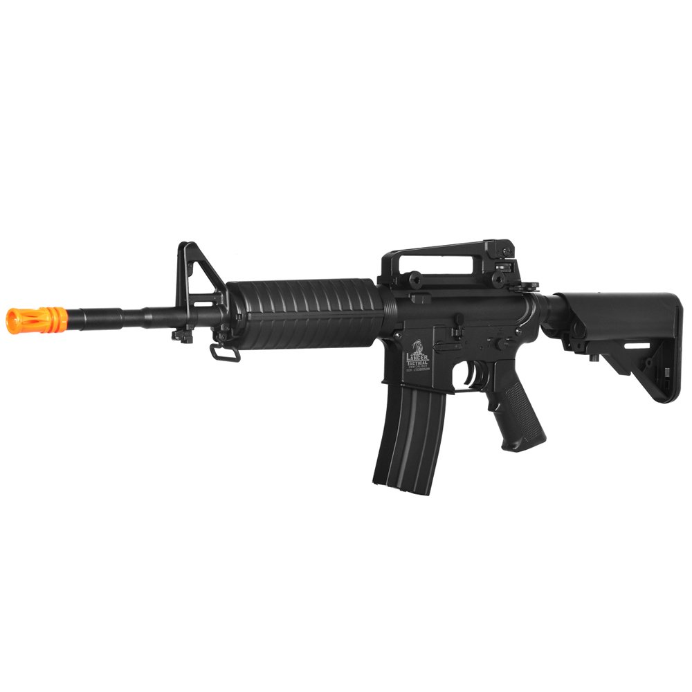 Lancer Tactical LT-03B GRÚA STOCK M4 AEG METAL GEAR (Color NEGRO)