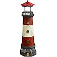 Housoutil Outdoor Solar Lighthouse Lamp Decor - 15" LED Tall Solar Lighthouse with Rotating Beacon - Waterproof Lighthouse for Garden Yard Outdoor Décor