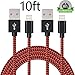 ONSON iPhone Cable,2Pack 10FT Extra Long Nylon Braided Cord Lightning Cable Certified to USB Charging iPhone Charger for iPhone 7/7 Plus/6S/6 Plus,SE/5S/5,iPad,iPod Nano 7 (Black Red,10FT)