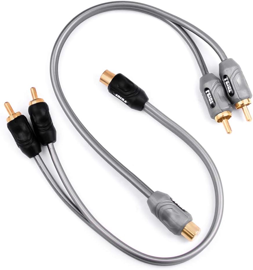 LEIGESAUDIO 1ft 2 Male to 1 Female RCA Y Adapter Splitter Connector (2 Pack) (2 Male to 1 Female)