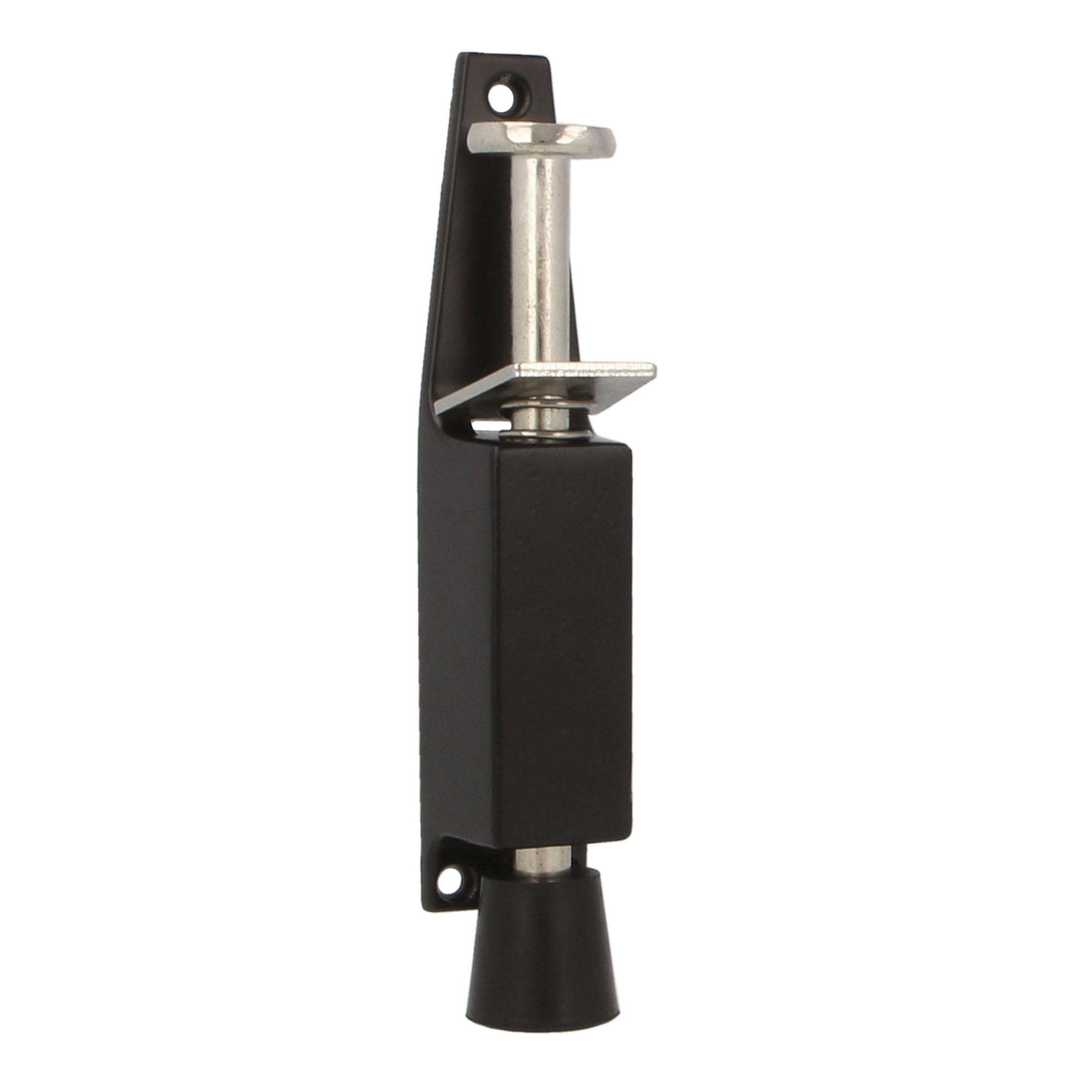 Amig - Rubber Foot Retainer Mod.10 for Holding and Keeping Doors Open | Zamak Vertical Stop | Anti Carrier | Measurements: 120 x 25 mm | Travel: 28 mm | Black