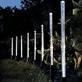 Whitelotous 8 Pack Whites Solar Tube Lights Solar Acrylic Bubble Pathway Decoration Garden Stick Stake Light Set