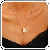 Xduargs Boho Crystal Flower Necklace Choker Vintage Flower Floral Necklace Chain Gold Rhinestone Flower Choker Necklace Resin Flower Statement Necklace Jewelry for Women