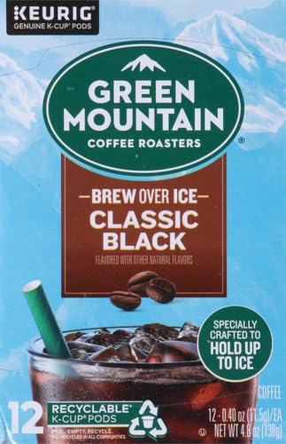 GREEN MOUNTAIN COFFEE ROASTERS ICED CLASSIC BLACK, SINGLE SERVE KEURIG K-CUP PODS, MEDIUM ROAST ICED COFFEE, 12 COUNT