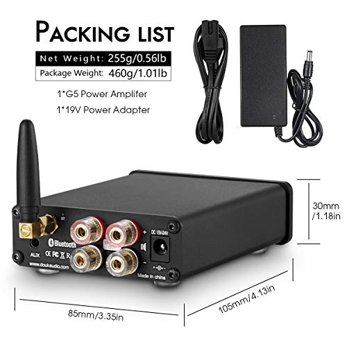 Douk Audio G5 HiFi Bluetooth 5.0 Digitale versterker Mini Class D Stereo versterker (Zwart) - Image 3